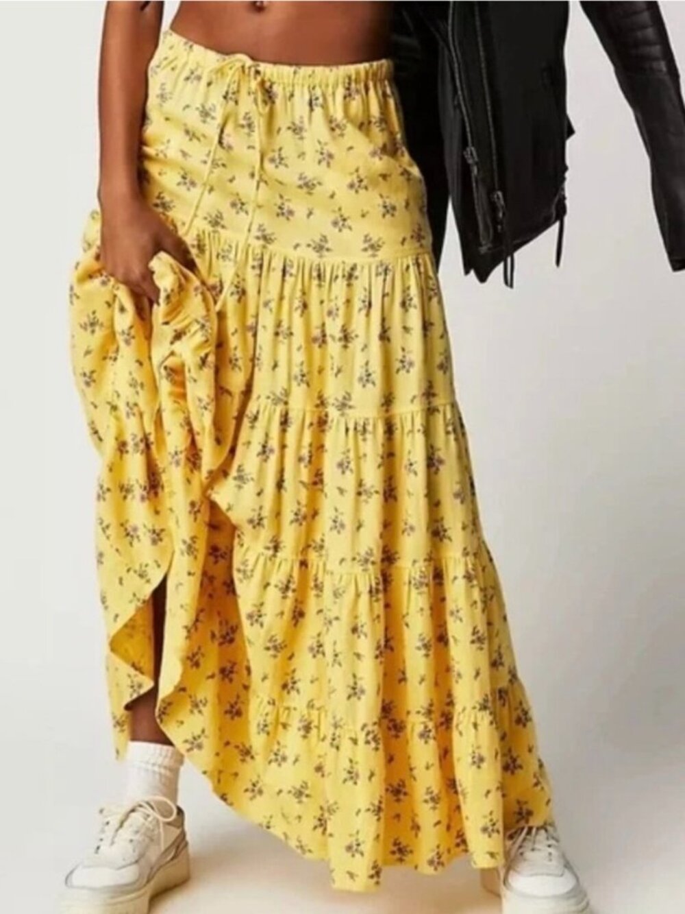 Free People Nova Tiered Floral Maxi Skirt Sz S Boho Cottage Flowy Romantic